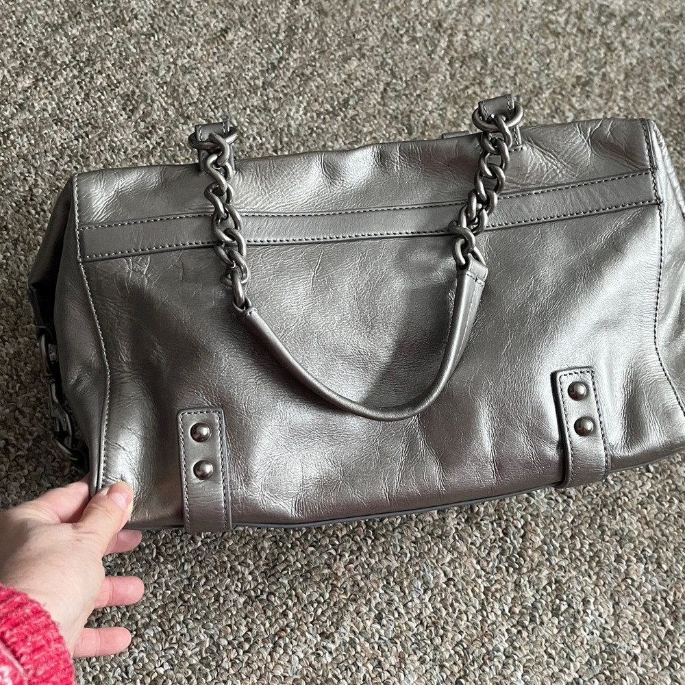 Club Monaco Leather Pewter Bag